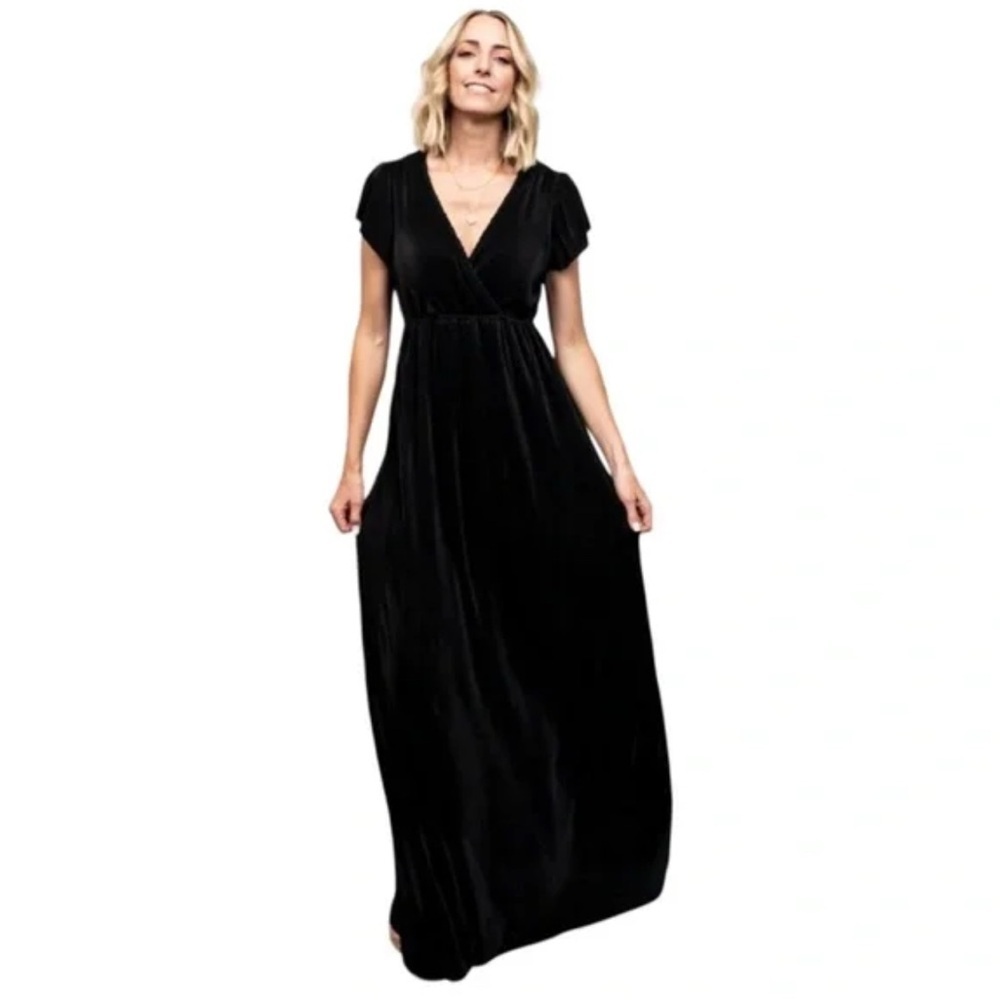 Baltic Born Black Maxi Dress with V-Neck